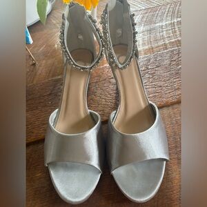 Elegant Silver Women's Heels - Size 11 - Worn once.  Excellent condition!